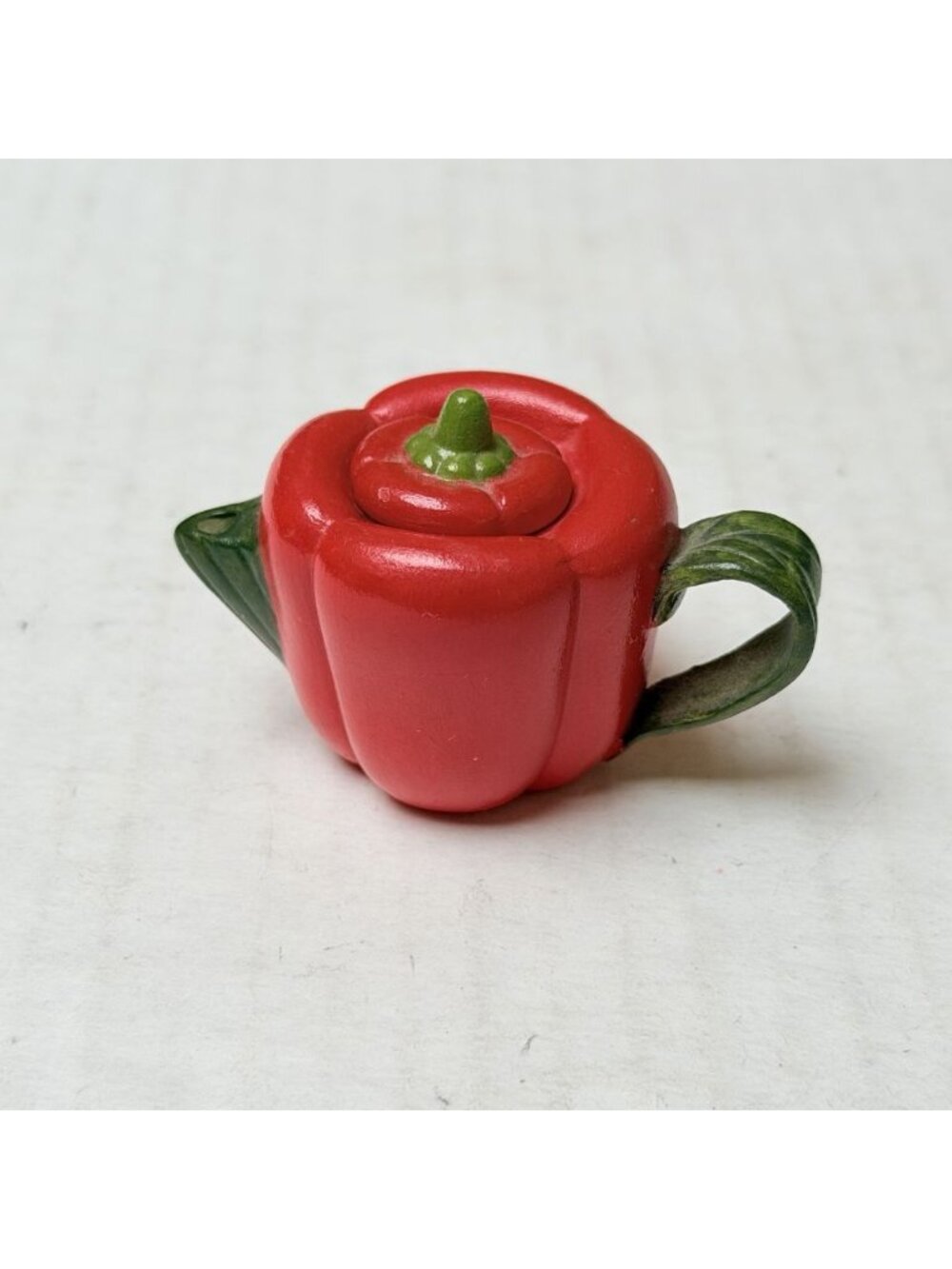 Vintage Miniature Mini Red Pepper Tea Pot Ceramic Vegetable Decor Gift
